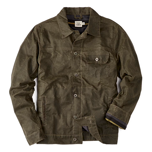 Flint and Tinder Flannel-Lined Waxed Trucker Jacket